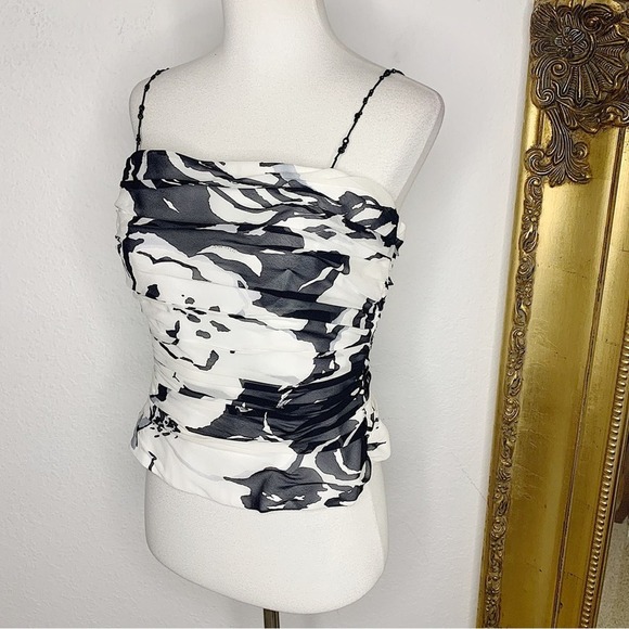 Neiman Marcus Y2K Vibes Square Neck Beaded Shoulder Strap Structured Top Size 8 - Picture 1 of 8